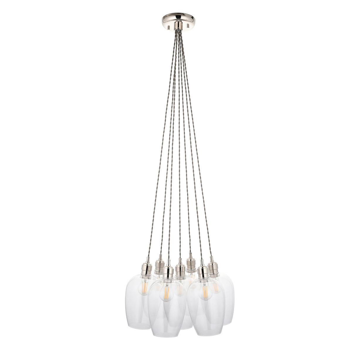 Quilbrook Cluster 7 Light Pendant - Bright Nickel Clear