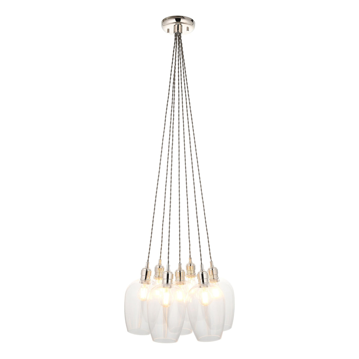 Quilbrook Cluster 7 Light Pendant - Bright Nickel Clear