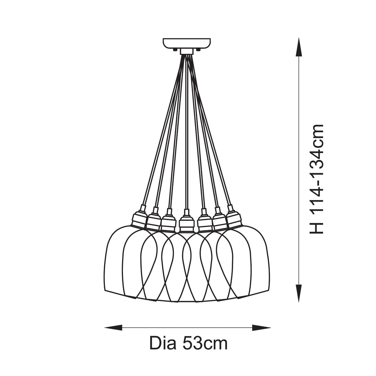 Quilbrook Cluster 7 Light Pendant - Bright Nickel Clear