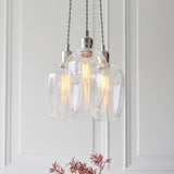 Quilbrook Cluster 3 Light Pendant - Bright Nickel Clear