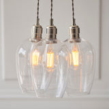 Quilbrook Cluster 3 Light Pendant - Bright Nickel Clear