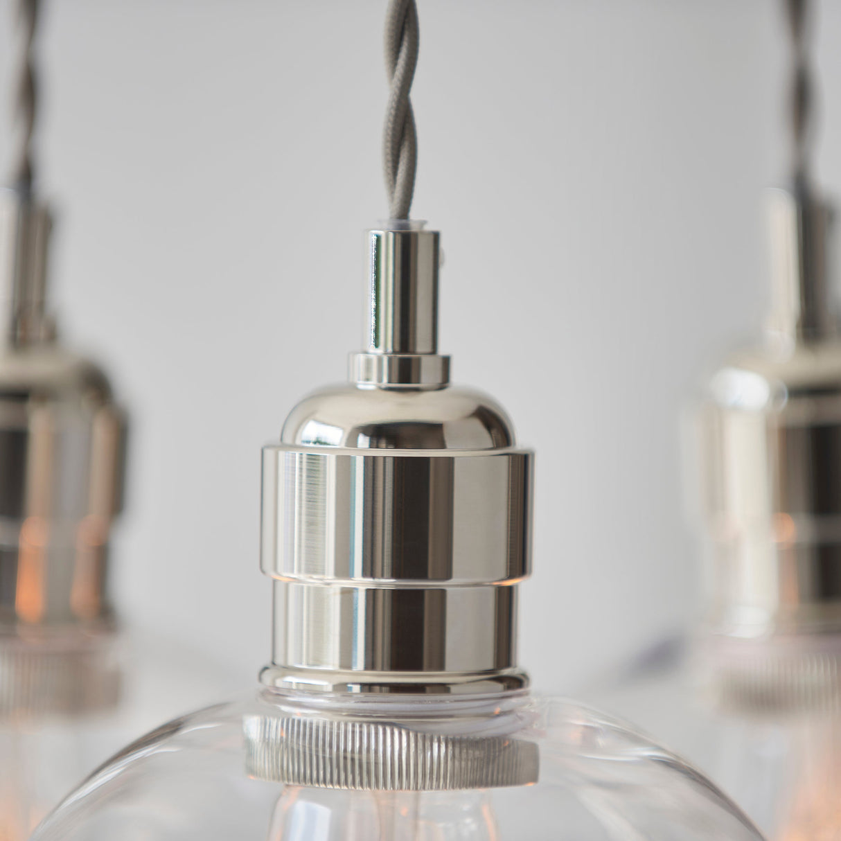 Quilbrook Cluster 3 Light Pendant - Bright Nickel Clear