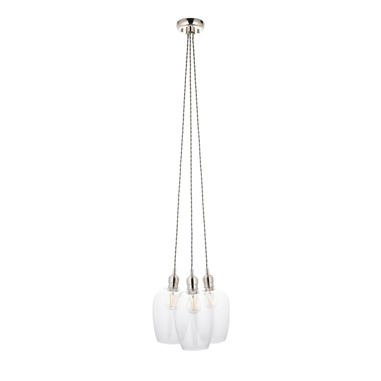 Quilbrook Cluster 3 Light Pendant - Bright Nickel Clear