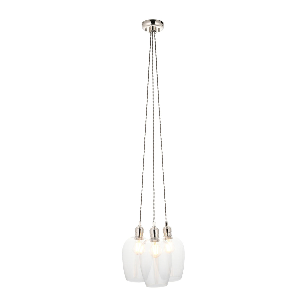 Quilbrook Cluster 3 Light Pendant - Bright Nickel Clear