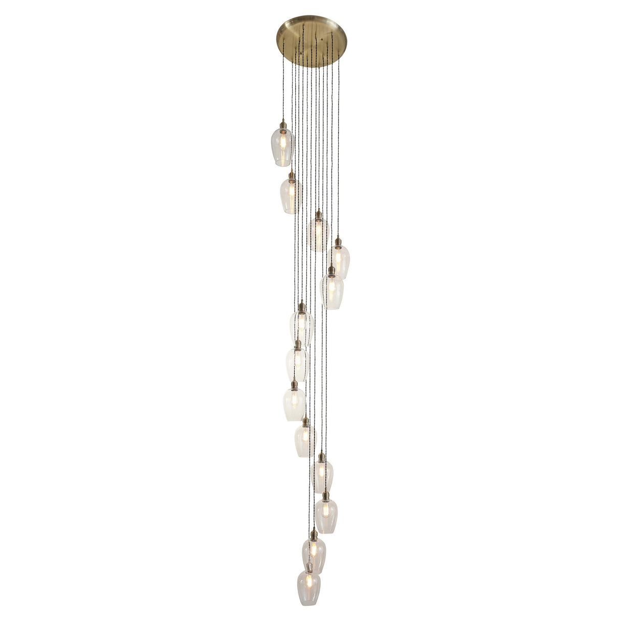 Quilbrook Cascade 13 Light Pendant - Antique Brass Clear