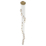 Quilbrook Cascade 13 Light Pendant - Antique Brass Clear