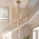 Quilbrook Cascade 13 Light Pendant - Antique Brass Clear