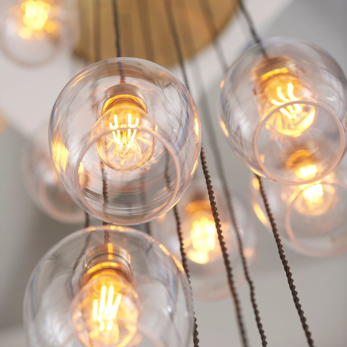 Quilbrook Cascade 13 Light Pendant - Antique Brass Clear