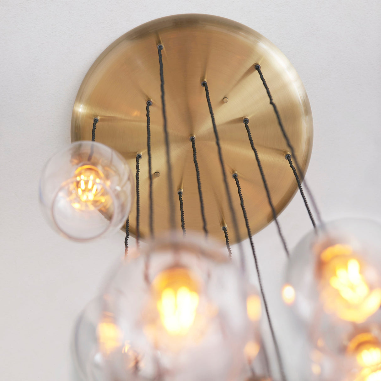Quilbrook Cascade 13 Light Pendant - Antique Brass Clear