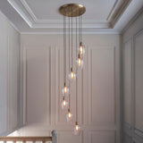 Quilbrook Cascade 7 Light Pendant - Antique Brass Clear