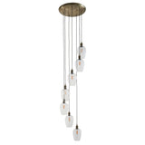 Quilbrook Cascade 7 Light Pendant - Antique Brass Clear