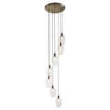 Quilbrook Cascade 7 Light Pendant - Antique Brass Clear