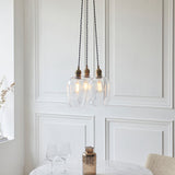 Quilbrook Cluster 3 Light Pendant - Antique Brass Clear