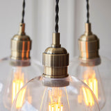 Quilbrook Cluster 3 Light Pendant - Antique Brass Clear