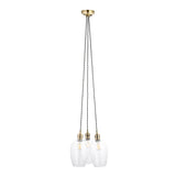 Quilbrook Cluster 3 Light Pendant - Antique Brass Clear