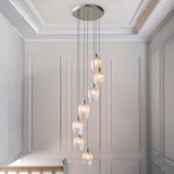 Fennhollow Ribbed Cascade 7 Light Pendant - Bright Nickel Clear