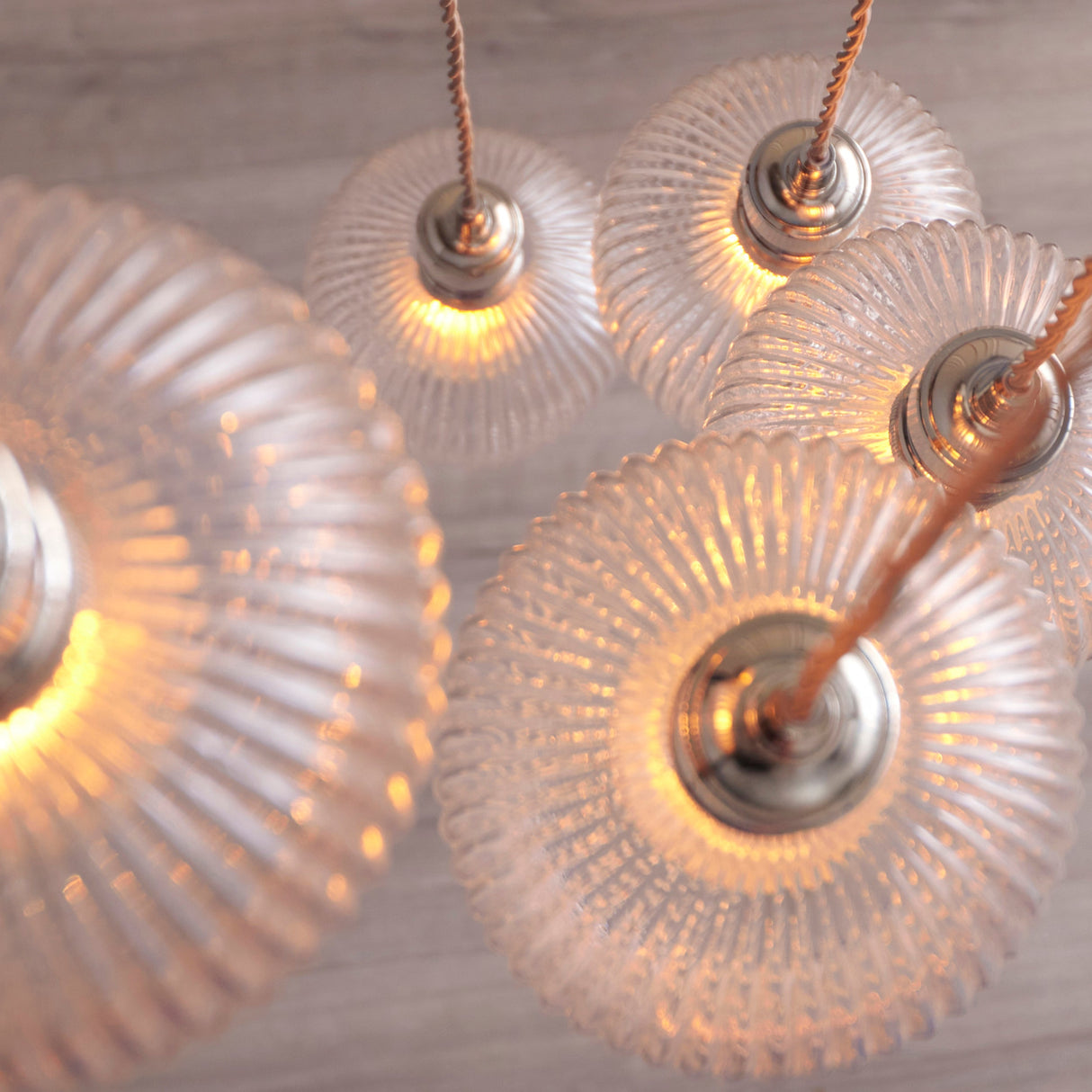 Fennhollow Ribbed Cascade 7 Light Pendant - Bright Nickel Clear