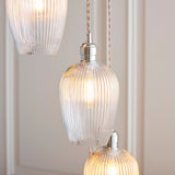 Fennhollow Ribbed Cascade 7 Light Pendant - Bright Nickel Clear