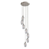 Fennhollow Ribbed Cascade 7 Light Pendant - Bright Nickel Clear