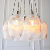 Fennhollow Ribbed Cluster 7 Light Pendant - Bright Nickel Clear