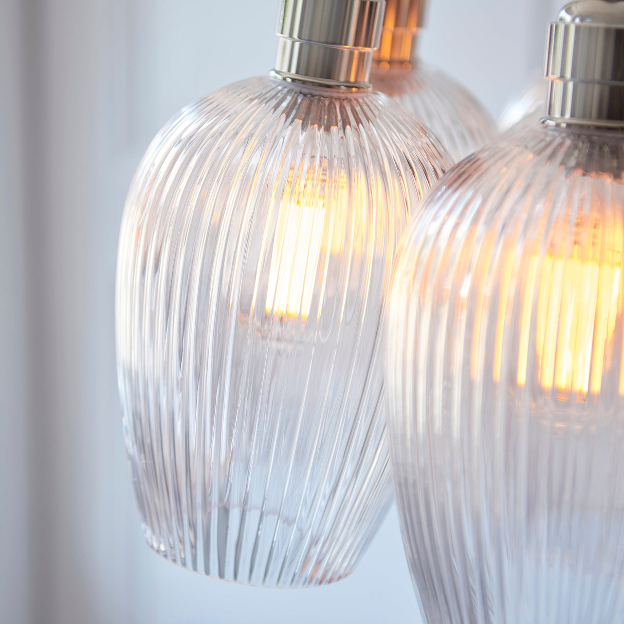 Fennhollow Ribbed Cluster 7 Light Pendant - Bright Nickel Clear