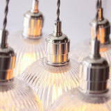 Fennhollow Ribbed Cluster 7 Light Pendant - Bright Nickel Clear