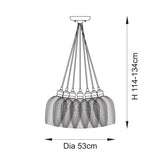 Fennhollow Ribbed Cluster 7 Light Pendant - Bright Nickel Clear