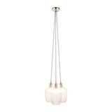 Fennhollow Ribbed Cluster 3 Light Pendant - Bright Nickel Clear