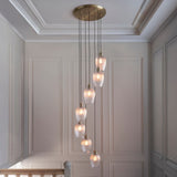 Fennhollow Ribbed Cascade 7 Light Pendant - Antique Brass Clear