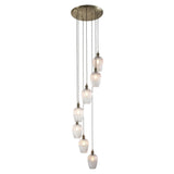 Fennhollow Ribbed Cascade 7 Light Pendant - Antique Brass Clear