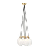 Fennhollow Ribbed Cluster 7 Light Pendant - Antique Brass Clear