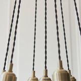 Fennhollow Ribbed Cluster 7 Light Pendant - Antique Brass Clear