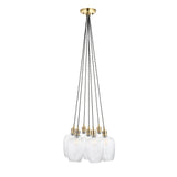Fennhollow Ribbed Cluster 7 Light Pendant - Antique Brass Clear