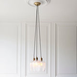 Fennhollow Ribbed Cluster 3 Light Pendant - Antique Brass Clear