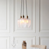 Fennhollow Ribbed Cluster 3 Light Pendant - Antique Brass Clear