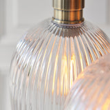 Fennhollow Ribbed Cluster 3 Light Pendant - Antique Brass Clear