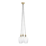 Fennhollow Ribbed Cluster 3 Light Pendant - Antique Brass Clear