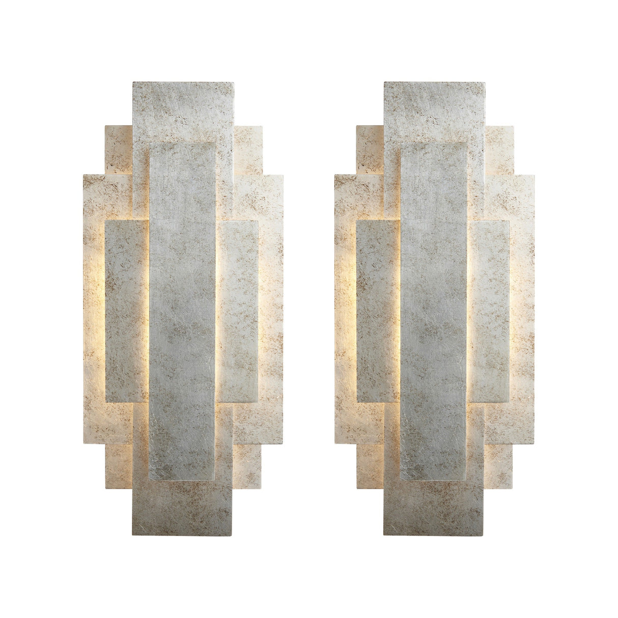 Dunmoor Rectangular Panel Twin Pack Wall Light - Silver