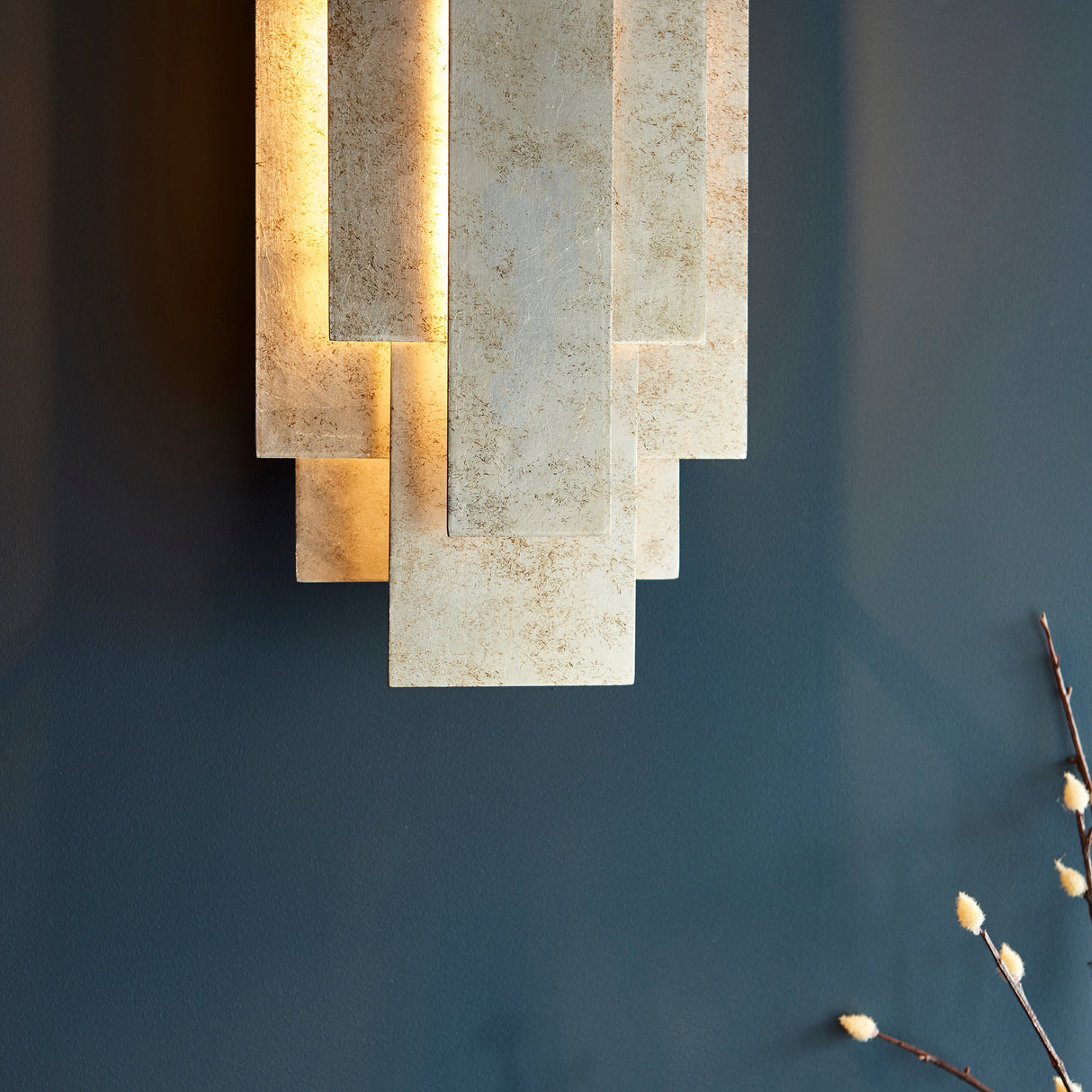 Dunmoor Rectangular Panel Twin Pack Wall Light - Silver
