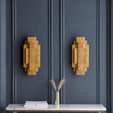 Dunmoor Rectangular Panel Twin Pack Wall Light - Gold