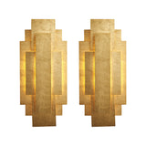 Dunmoor Rectangular Panel Twin Pack Wall Light - Gold