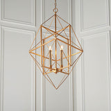 Padgrove Large Angular Framed Multi 4 Light Pendant - Gold Leaf