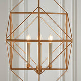 Padgrove Large Angular Framed Multi 4 Light Pendant - Gold Leaf