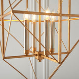 Padgrove Large Angular Framed Multi 4 Light Pendant - Gold Leaf