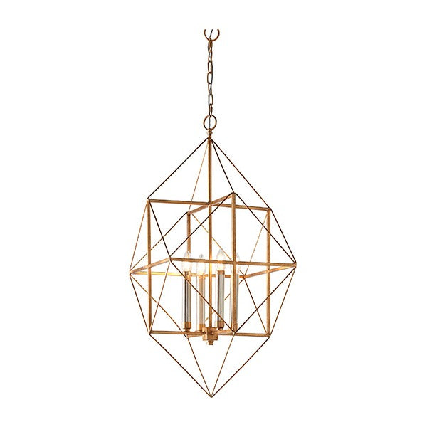 Padgrove Large Angular Framed Multi 4 Light Pendant - Gold Leaf