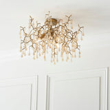 Brayworth Branch Semi-flush Droplets 3 Light Flush Ceiling Light - Aged Gold