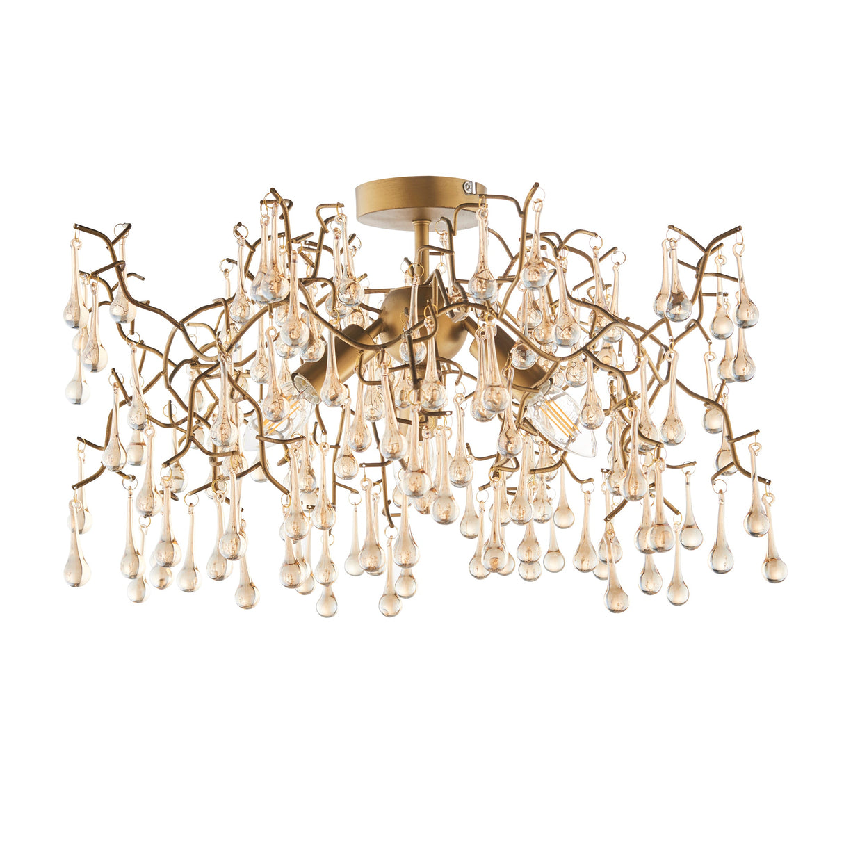 Brayworth Branch Semi-flush Droplets 3 Light Flush Ceiling Light - Aged Gold