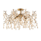 Brayworth Branch Semi-flush Droplets 3 Light Flush Ceiling Light - Aged Gold