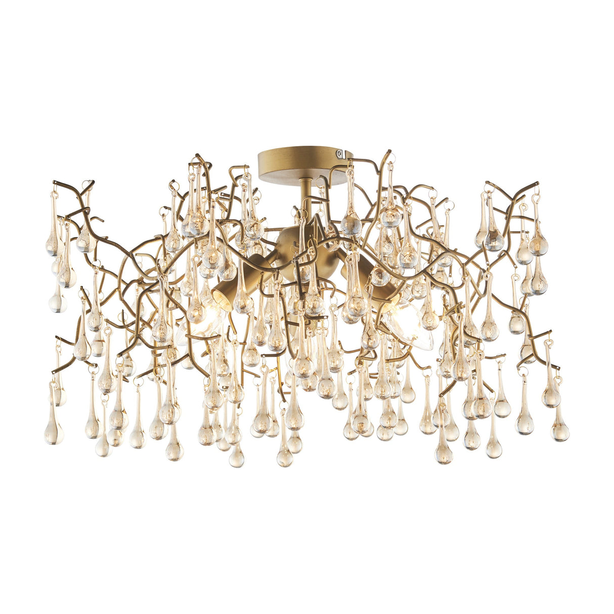 Brayworth Branch Semi-flush Droplets 3 Light Flush Ceiling Light - Aged Gold