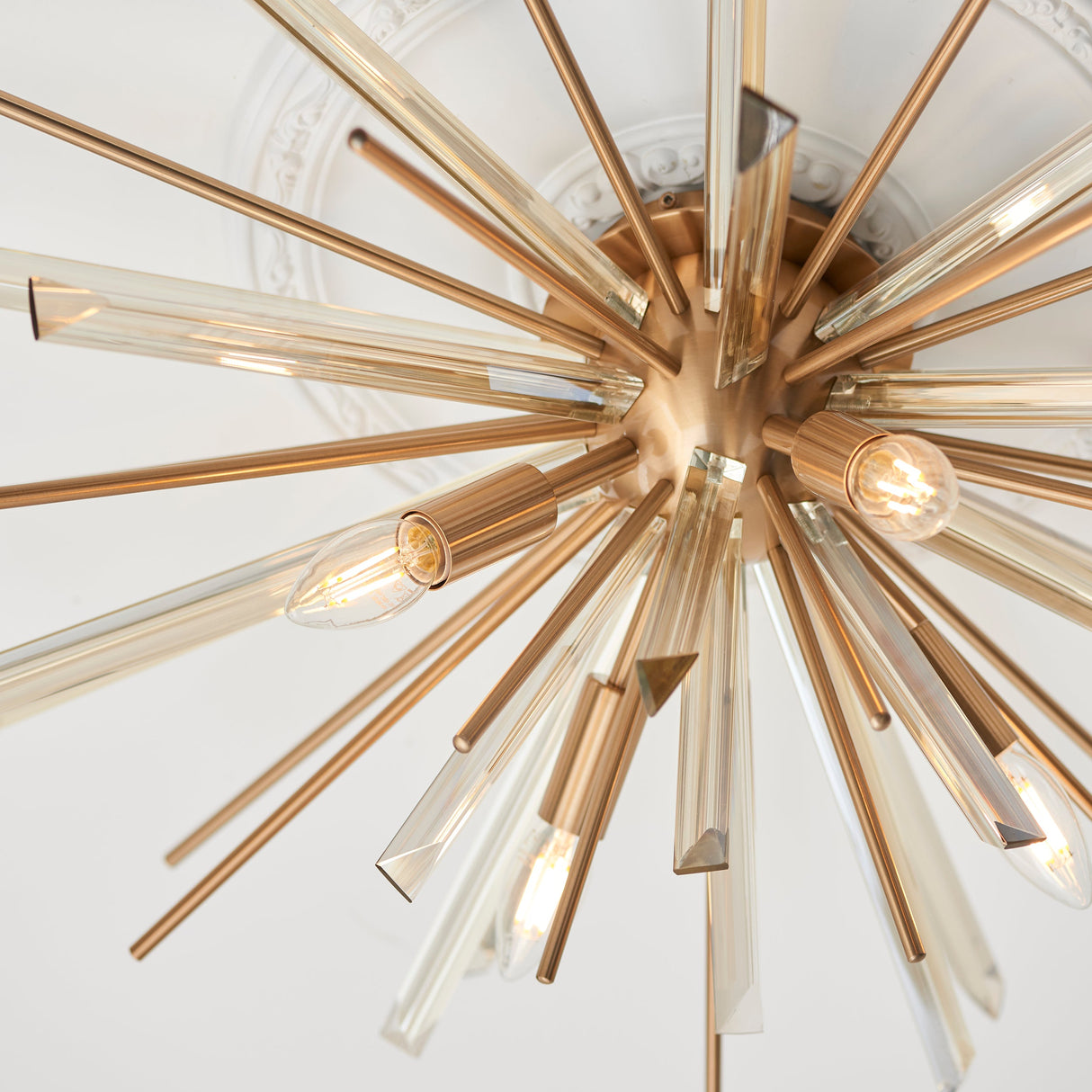 Selmoor Shards 4 Light Flush Ceiling Light - Antique Brass Plated